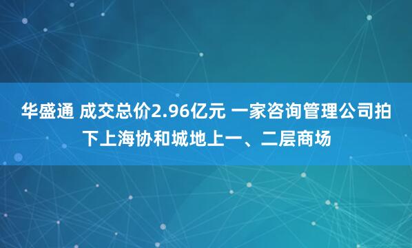 华盛通 成交总价2.96亿元 一家咨询管理公司拍下上海协和城地上一、二层商场